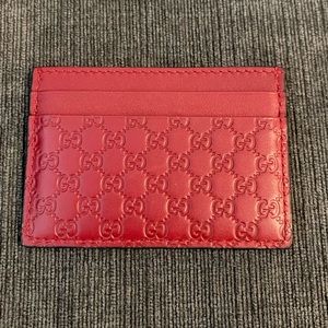Gucci Signature Red leather card case